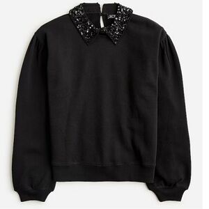 J. Crew Crewneck Sweatshirt with Crystal Embellished Collar Black Size Small